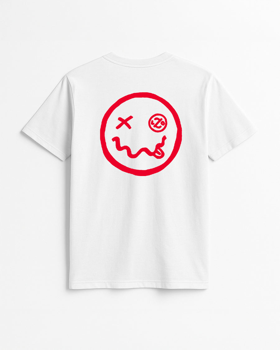 T-SHIRT RED SMILE WHITE